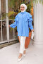 Blue Sleeve Ruffled Shirt