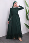 Emerald Green Stone DeTailed Laced Evening Dress - 5