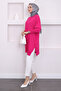 Dark Fuchia Crew Neck Mercerized Casual Knitwear Tunic - 3