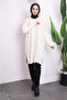 Cream Crew Neck Mercerized Casual Knitwear Tunic - 4