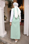 Green Length Button Up Shirt Gilet Dress - 5