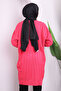 Light Fuchsia Crew Neck Mercerized Casual Knitwear Tunik - 3