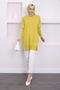 Oil Green Crew Neck Mercerized Loose Knitwear Tunic - 4