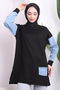 Black Sleeve Bead Detailed Two Thread Tunic - 3