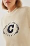 Women's Ecru Navy Blue Crew Neck Embroidered Thessaloniki Knitwear Sweater 20247528 - 4