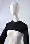 Black Cotton Long Sleeve Stand Collar Crop Underwear - 2