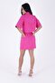 Short Sleeve and Short Length Buttoned Classic Collar Unlined Pocketed Women's Denim Jacket Fuchsia Seasonal - 2