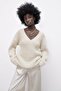 إكرو سترة محبوكة كبيرة الحجم برقبة على شكل حرف V Mg1440 - 4