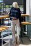 Green Crew Neck Striped Knitwear Women's Sweater Mg2167 - 6