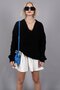 Black Oversize V-Neck Knitwear Sweater Mg1440 - 5