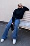 Women's Black Turtleneck Textured Sweater Mg2197 - 7