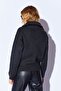 Cotton Soft Textured Zippered Half Fisherman Collar Women's Sweater Anthracite |   Mkw539429-01 - 5