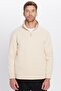 Unisex Relax Fit Comfortable Cut Cotton Fleece-Lined Half-Zip Ecru Mock Neck Sweatshirt - 4