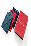 5560 Men's Navy Blue Combed Cotton Long Sleeve & Claret Red Short Sleeve Pajamas and Robe Dowry Set - 4