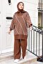 Yasemen Tunic Pants Knitwear Set 1263 - Brown - 3