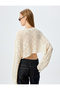 Openwork T-Shirt Crop Long Sleeve Crew Neck Comfortable Fit - 4