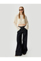 Openwork T-Shirt Crop Long Sleeve Crew Neck Comfortable Fit - 2