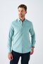 Velvet Embroidery Detailed Pocketed 100% Cotton Comfort Fit Water Green Men's Shirt - 2