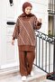 Yasemen Tunic Pants Knitwear Set 1263 - Brown - 5