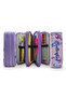 Pencil Case Butterfly Kawai Organizer Pencil Case Vegan Leather Three Compartment Pen Holder -Purple - 5