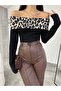 Women's Leopard Print Madonna Collar Blouse - 3