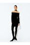 Slim Fit Long Sleeve Rhinestone Mini Off-The-Shoulder Strapless Velvet Dress - 3