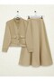 Double-Pocket Metal Button Skirted Set - 3