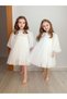 White Balloon Sleeves Tulle 100% Cotton Lined Long Sleeve Girls Birthday Dress Tutu Girls Evening Dresses - 8