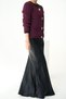 Women's Burgundy Round Neck Gold Metal Button Knit Cardigan - 5