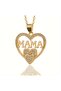 Heart Mama (Mom)Written Crystal Stone Gold Paved Chain Necklace - 4