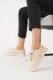 Valero soft embroidered genuine leather women's shoes beige skin - 2