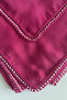 Cutout Sand Bead Detailed Square Crochet Embroidered Writing 90*90 /Dark Pink - 2