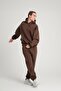 Unisex Oversize Basic Sweatshirt Hoodie Brown - 3