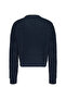 Tjw Bubble Cable Flag Crew Round Neck Standard Embroidery Navy Blue Women's Sweater Size: S - 3