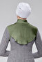 Women's Hijab Dress, Half-High Neck, Simit Neck Collar, Combed Cotton, Solid Color, Khaki - 4