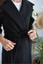 Women's Belted Black Coat - 3