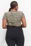 Women Square Neck Short Sleeve Animal Print Crop Top, Cream Combo - 3