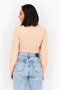 Women V Neck Long Sleeve Gingham Blouse, Pink - 2