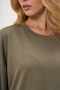 Women's Khaki Crew Neck Sweatshirt Dress Alc-X13137 - 4