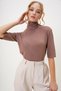 Women's Caramel Turtleneck Half Sleeve Knitwear Blouse Alc-X13007 - 4