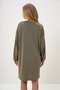 Women's Khaki Crew Neck Sweatshirt Dress Alc-X13137 - 5