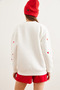 Women's White Heart Embroidered Embroidered Sweatshirt Swt-19000701 - 6