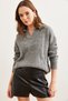 Women's Anthracite Polo Neck Hair Braided Knitwear Sweater Kzk- 19000881 - 2