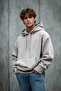 Gri Oversize/Geniş Kesim Kapüşonlu Etiketli İçi Polar/Sıcak Tutan Sweatshirt TMNAW21SW2005 - 2