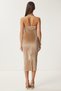 Women's Beige Velvet Mini Dress FN03407 - 5