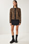 Women's Black Brown Leopard Patterned Short Beard Knitwear Cardigan Us00935 - 6