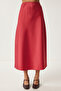 Women's Red Satin Surface Woven Skirt Dp00224 - 4