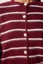 Women's Burgundy Bone Stylish Buttoned Striped Knitwear Cardigan Pf00051 - 4