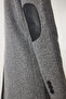 Women's Anthracite Leather Detailed Winter Blazer Jacket Fn03405 - 7