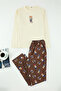 Stone - Brown Regular Fit Teddy Bear Printed Knitted Pajama Set Tmnaw25Pt00044 - 5